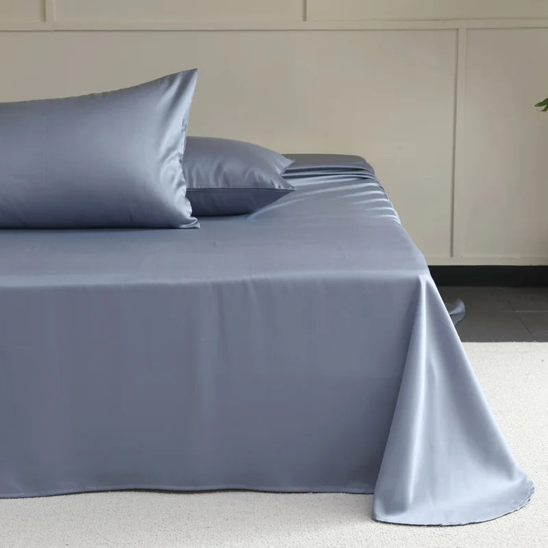 Natural Mulberry Silk Flat Sheet 1PC Solid Color Bed Sheet High End Smooth Bed Linen Single Double Queen King Size Bedding Soft