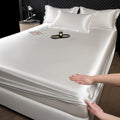 Solid Color Fashion Satin Fitted Sheet Rayon Mattress Cover with Elastic Band Bed Sheet for Bedding 140x200 160x200