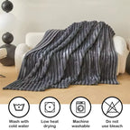 1pc Throw Blanket for Bed - 250GSM Soft & Warm Fluffy Blanket, Decorative Striped Blankets for Winter  Nap / Sleep
