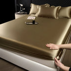 Solid Color Fashion Satin Fitted Sheet Rayon Mattress Cover with Elastic Band Bed Sheet for Bedding 140x200 160x200