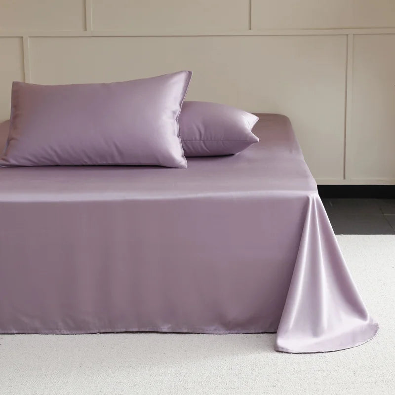 Natural Mulberry Silk Flat Sheet 1PC Solid Color Bed Sheet High End Smooth Bed Linen Single Double Queen King Size Bedding Soft