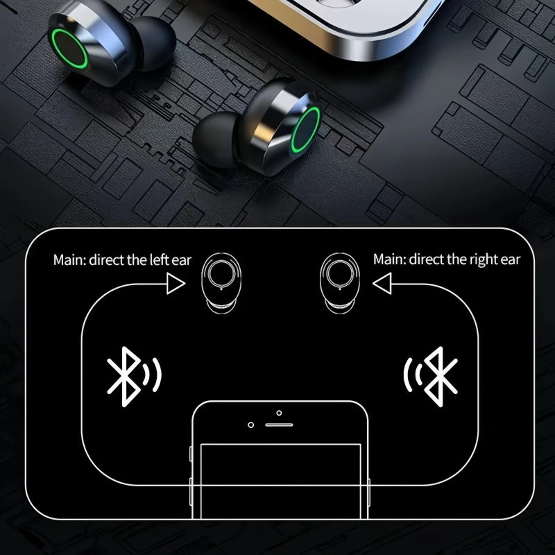 Fones de Ouvido Sem Fio Bluetooth YD03 com Toque, Longa Duração de Bateria, Estojo de Carregamento com LED, Bluetooth 5.3