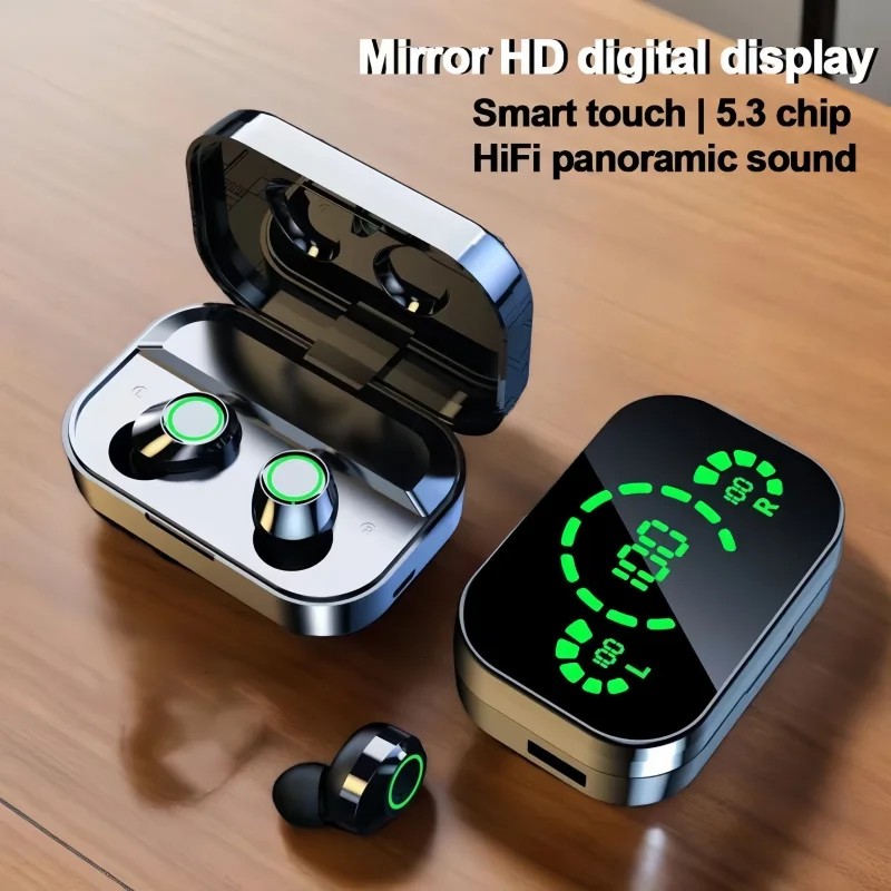 Fones de Ouvido Sem Fio Bluetooth YD03 com Toque, Longa Duração de Bateria, Estojo de Carregamento com LED, Bluetooth 5.3