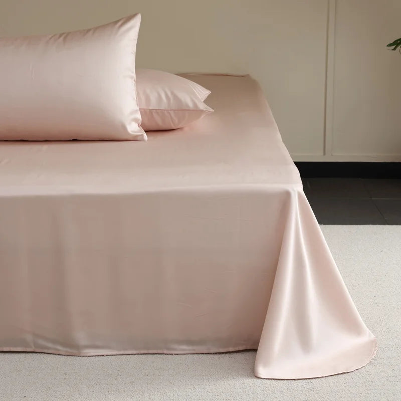 Natural Mulberry Silk Flat Sheet 1PC Solid Color Bed Sheet High End Smooth Bed Linen Single Double Queen King Size Bedding Soft