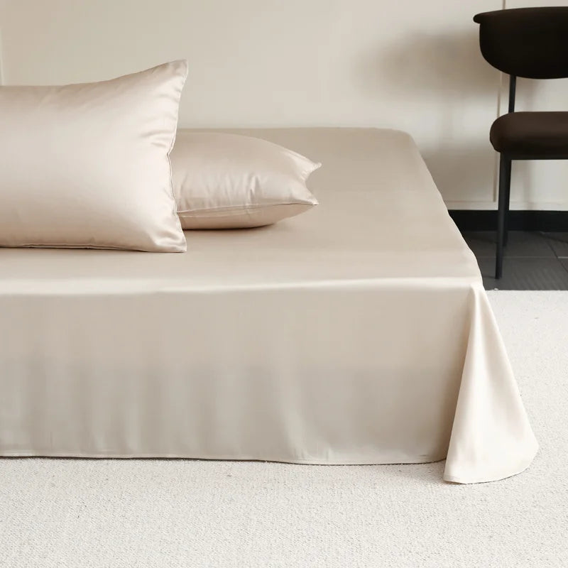 Natural Mulberry Silk Flat Sheet 1PC Solid Color Bed Sheet High End Smooth Bed Linen Single Double Queen King Size Bedding Soft
