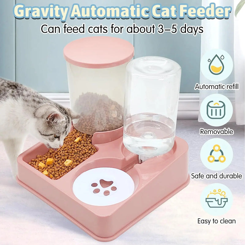 Alimentador Automático para Gatos com Bebedouro – Conjunto 2 em 1